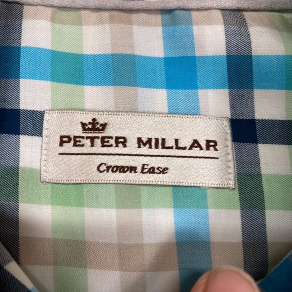 Peter Millar Crown Ease Mens L Long-Sleeve Plaid Button-Down Shirt 100% Cotton - Picture 5 of 12